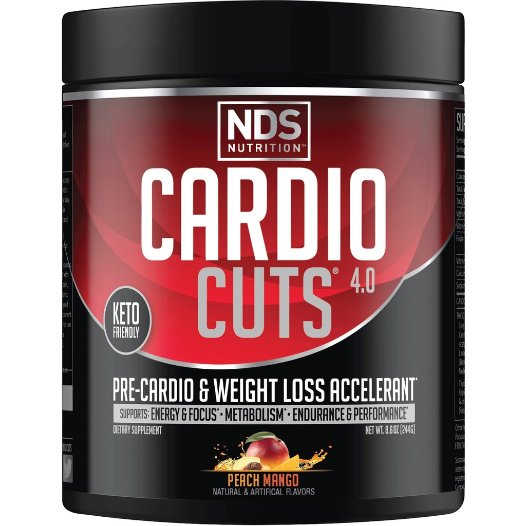 NDS Nutrition 4.0 Pre Workout תוסף - אובדן משקל מתקדם ופורמולה Pre Cardio עם L-Carnitine, CLA, MCTs, L-Glutamine, ו שמן ספפיר - Peach מנגו (40 משרתים)