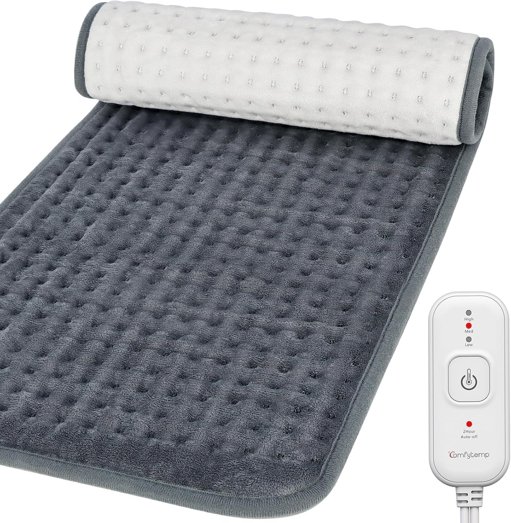טיפול ב-FSA Eligible Electric Large Heat Pad, 2H Auto Off, מתנת חג המולד לנשים אבא, HSA Moist Neck Shoulder Heated Pad, Washable, 12 "x24"