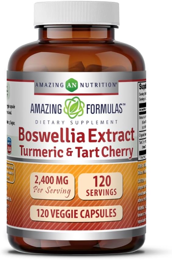 פורמולה מדהימה Boswellia לחלץ Turmeric ו Tart Cherry 2400mg Veggie קפסולות; non-GMO | Gluten Free | Made in USA | אידיאלי עבור צמחונים (120)
