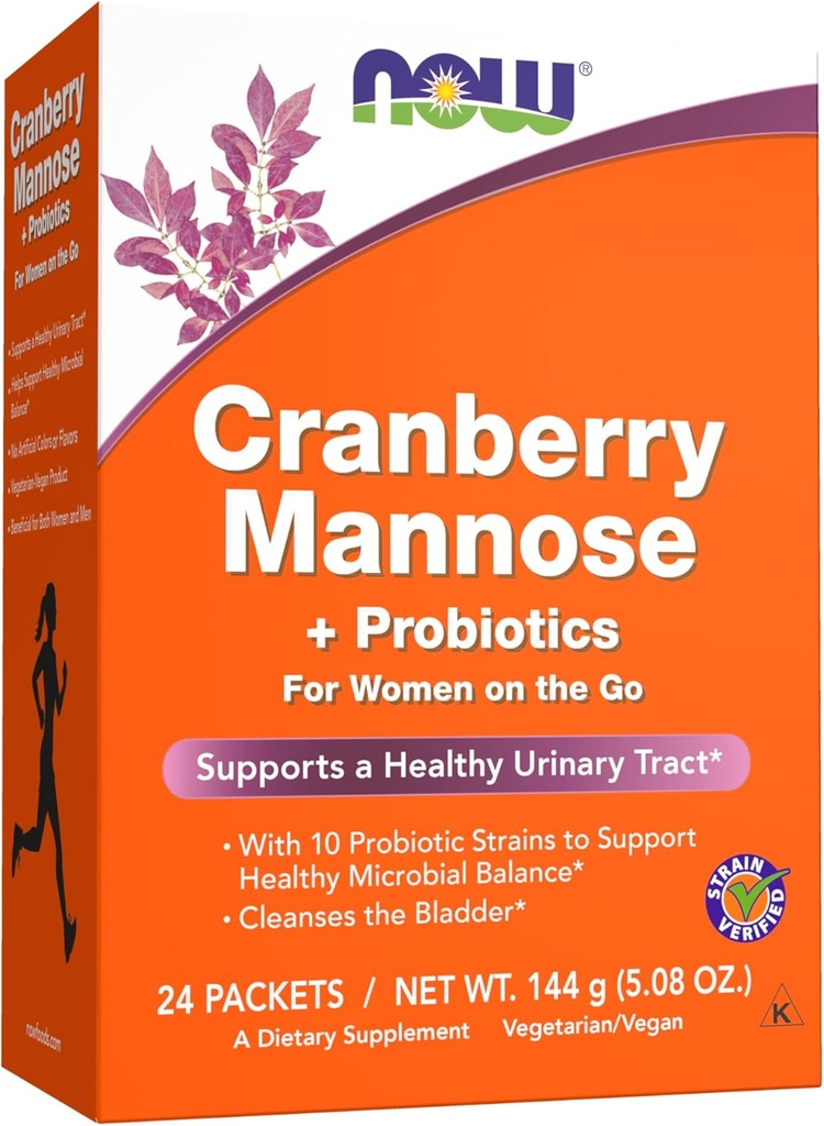 עכשיו תוספים, Cranberry Mannose + Probiotics עם תערובת של 10 Probiotic Bacterial סטרינס, 24 / Box