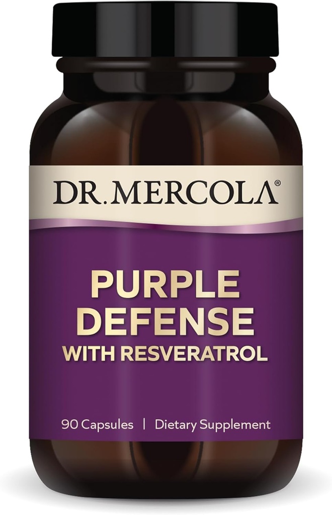 Dr. Mercola Purple Defense - High-Potency Antioxidant Support - with Grape Seed & Skin Extract - Supports Cardiovascular & Brain Health - 90 Capsules