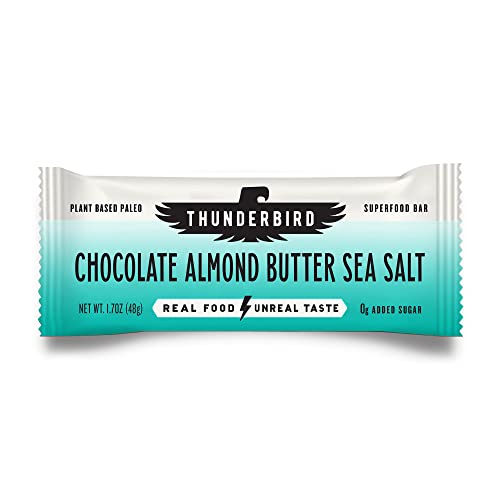 Thunderbird Bars Energy חטיף, Gluten-Free עם חלבון, מזון אמיתי בריא, טבעוני Paleo non-GMO, לא תוספת סוכר, שוקולד Almond Butter Sea Salt Flavor (6 Count, 1.7 oz. Bars)