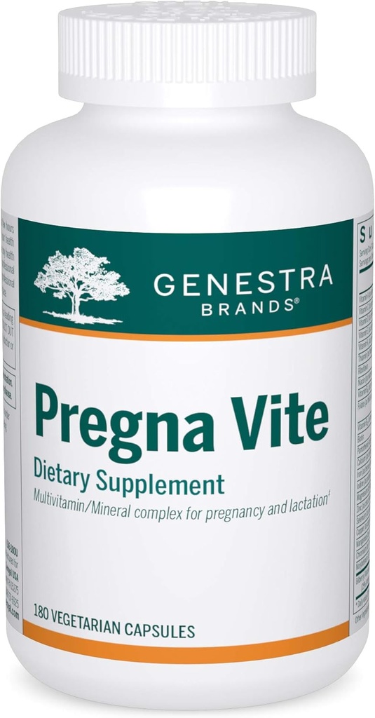 Genestra Brands Pregna Vite | תמיכה בהריון בריא עם Folic Acid, ויטמין D ו Iron | 180 קפסולות