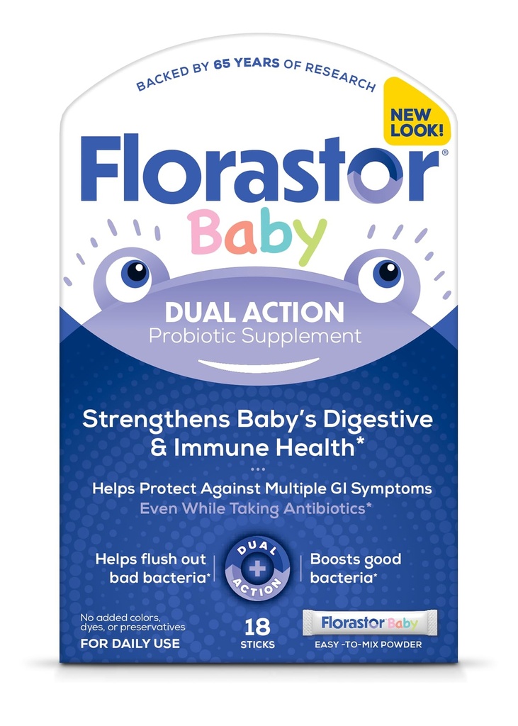 פלורסטור Baby Daily Proביוטיקה תוסף, אבקה מתמזגת עם חלב, פורמולה או Soft Foods, Saccharomyces Boulardii CNCM I-745 (18 אבקת Sticks)