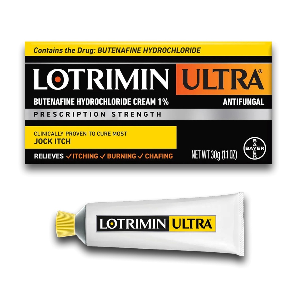 Lotrimin Ultra Antifungal Jock Itch Cream עם Butenafine hydrochloride, Jock Itch Treatment for Men, Women, and Kids Over The Age of 12, 1.1 oz Tube