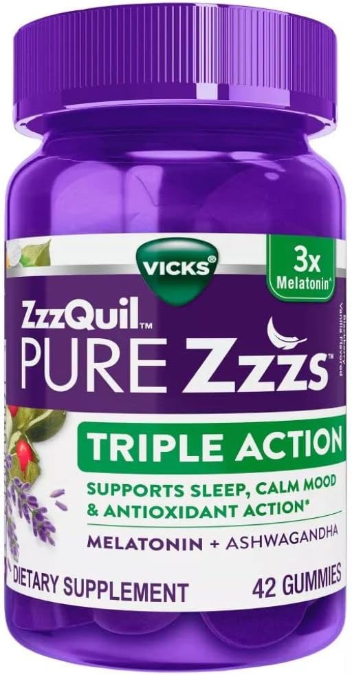 ZzzQuil Pure Zzzs Triple Action Gummy Melatonin Sleep, 21 Count (Pack of 2), 42.0 Count)