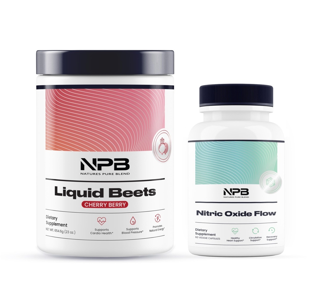 תערובת טהורה של הטבע Nitric Oxide Flow & נוזל Beets Bundle - תמיכה בלחץ הדם, הגדלת Circulation - אבקת שורש שורש אורגני 8,000 מ"ג
