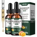 Magnesium Glycinate נוזל טיפות תוספת, עם Magnesium Glycinate 500 מ"ג Ashwagandha, L - Theanine, Chamomile - Support Stress Relief, העצם, השרירים, Mood מנגו פלפור 2Pack