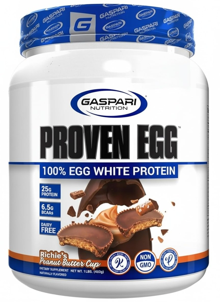 Gaspari תזונה פרובנס ביצים, 100% ביצה לבן חלבון, 25g חלבון, Keto Friendly, חלב חינם, Lactose חינם, Soy חינם (1lb, Peanut Butter)