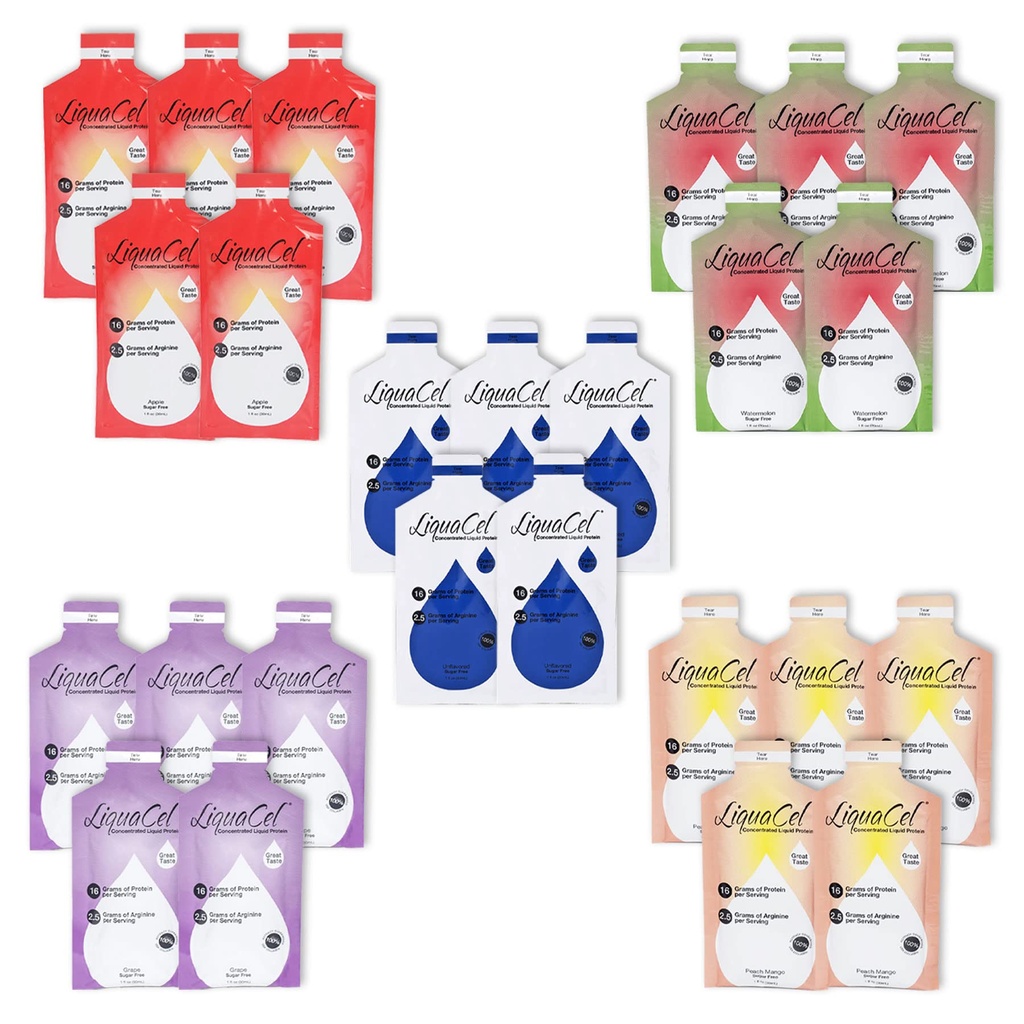 LiquaCel ריכוזי חלבון נוזלי Variety Packs (25 Packets X 30ML)