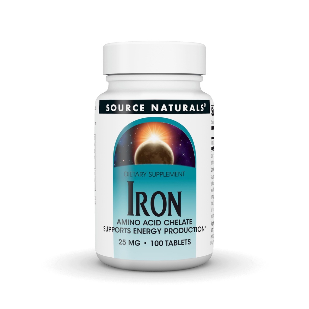 מקור טבעי ברזל, Amino Acid Chelate - תוספת תזונתית המסייעת לייצור אנרגיה - 100 טבליות