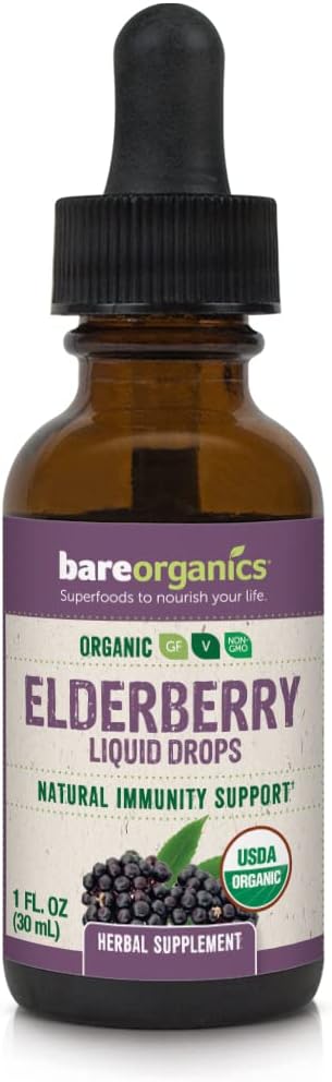 ה-Betorganics Elderberry Liquid Drops, Herbal Supplement, 1 Ounce