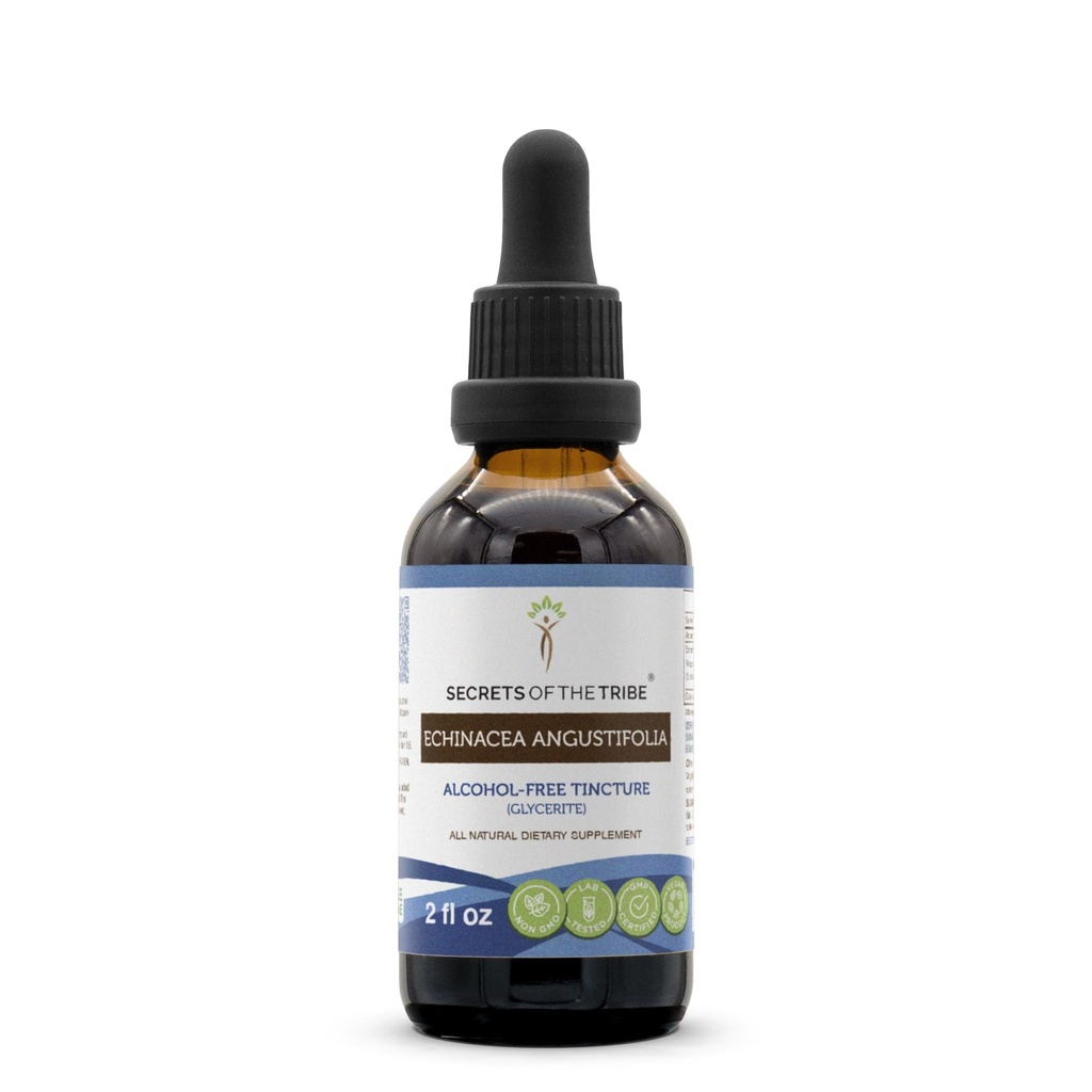 סודות של השבט Echinacea Angustifolia Tincture אלכוהול חינם לחלץ, החווה אחראית Echinacea Angustifolia Dried Root (2 FL OZ)