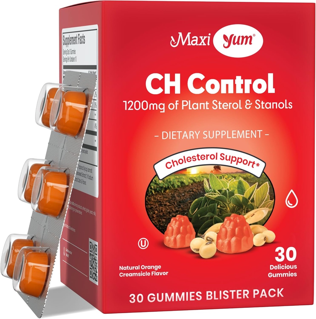 Maxi Health - צ'ולסטרול חניכיים עם 1200 מ"ג של Plant Sterols & Stanols - כשר Gluten חינם תוספי כולסטרול בריאים 60 ct