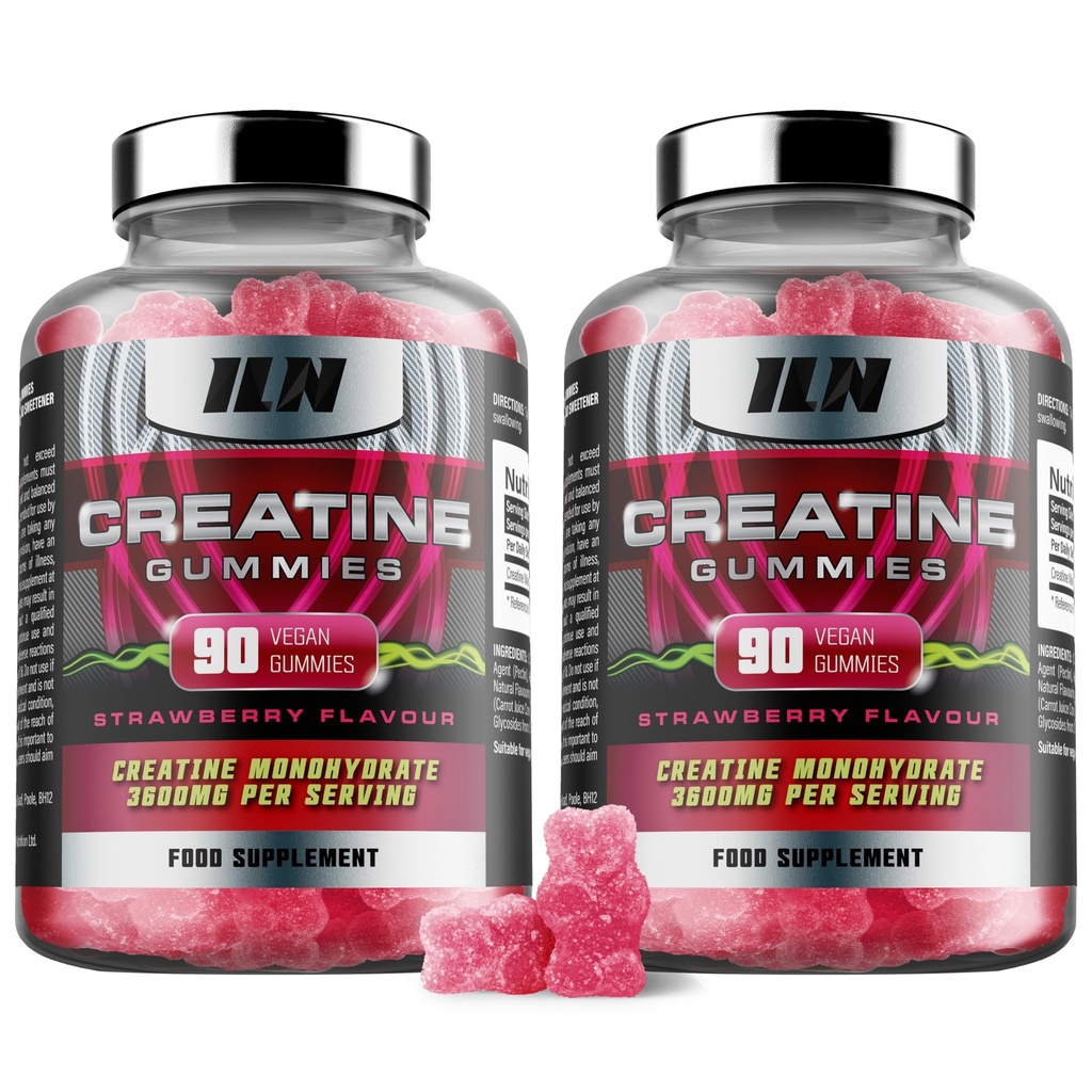 Iron Labs Nutrition Creatine Monohydrate (180 Gummy Bears) - 3600 מ"ג Per המשרת - סטרוברי פלבדור - כוח גבוה קריטין עבור גברים ונשים (180 מסטיקים טבעוניים)