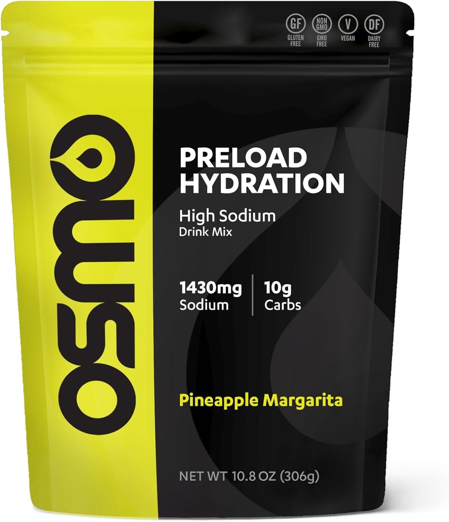 Osmo Preload hydrotion Pre Workout אבקת Pouch - כולל High Sodium Bicarbonate, Magnesium, Potassium, carbs & ויטמינים, Cane Sugar, Beat Cramps & Dehydration - Pineapple Margarita (Pouch)