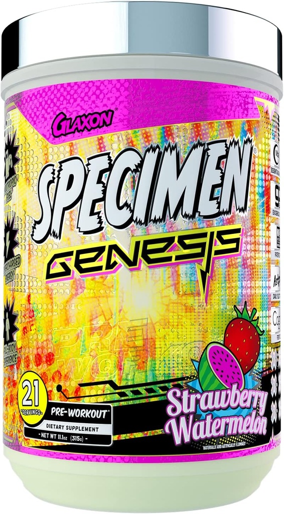 Specimen Full Spectrum High Stimulant Pre-Workout אבקה | Supercharged Energy & Pain Pumps + Focus & Hydration | Great Far-Out Flavors (Strawberry Watermelon V3)