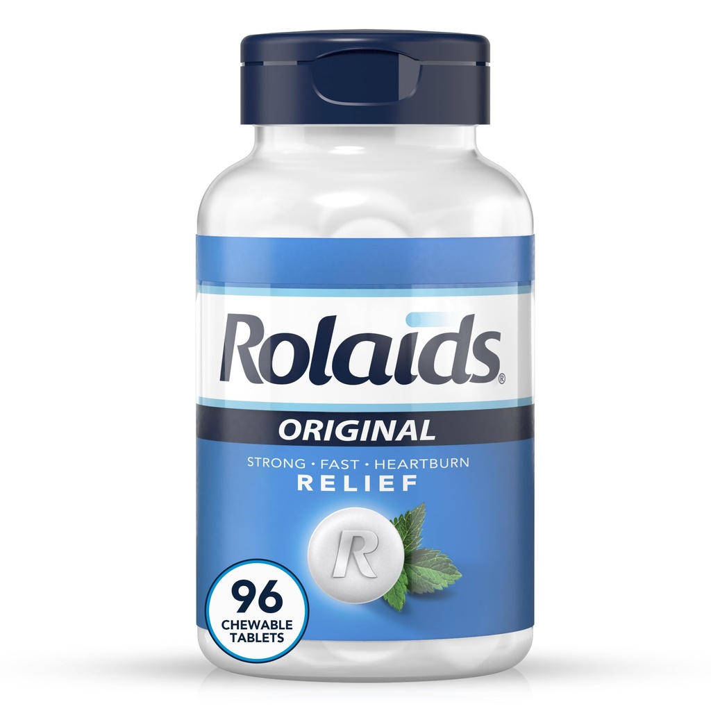 Rolaids Original Power Antacid, 96 טבליות Chewable, Mint Flavor, Original Powerburn הקלה