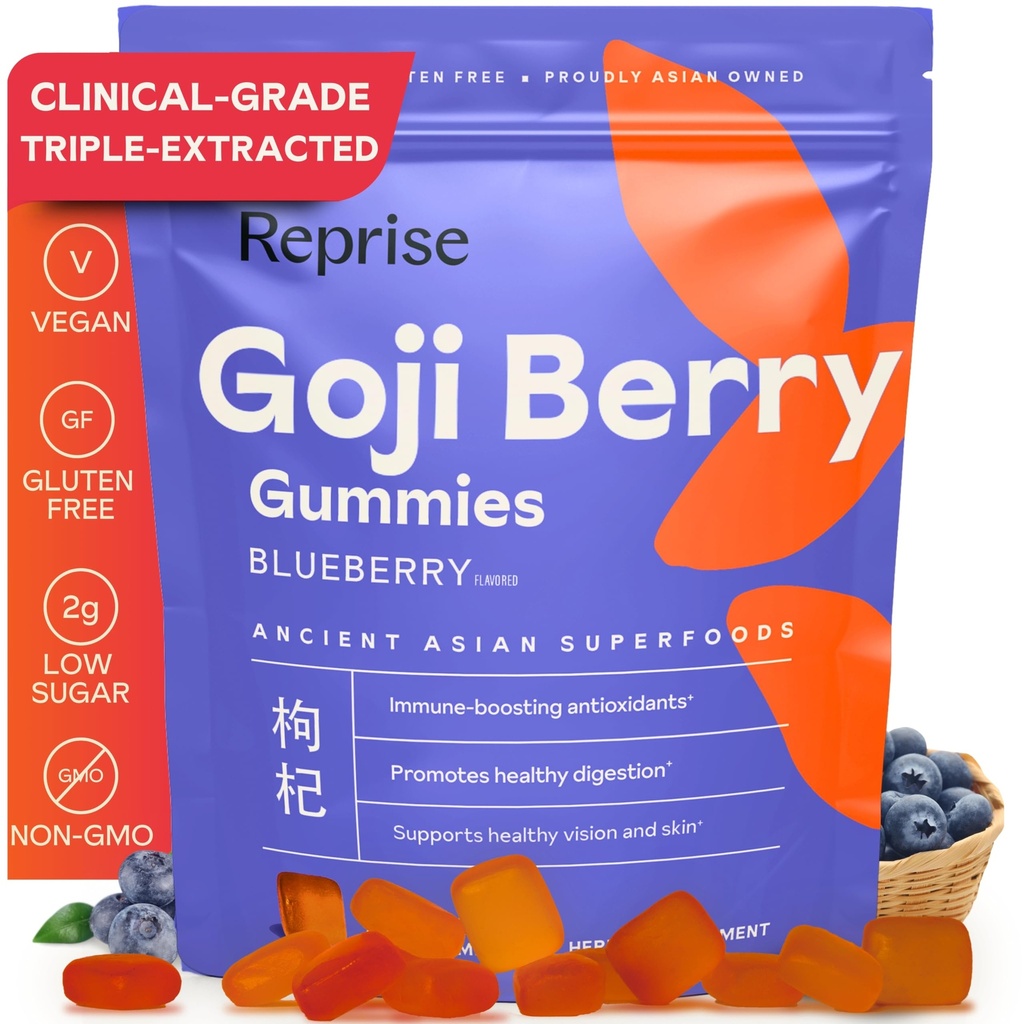 רוג'י ברי Superfood Gummies - All-Natural Antioxidant, Digestion, 240 מ"ג במשרה מלאה, Low-Sugar, Vegan, 45 Blueberry Flavored Gummies