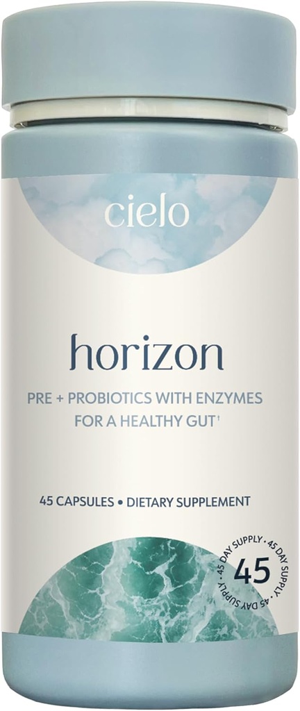 Cielo Daily Horizon Prebiotics - Probiotics for Men and Women - Daily Probiotics 20 מיליארד CFU for Adults Got Health - מכיל תערובת Enzymes Digest for Digestion of Foodsents Day (45 Supply)
