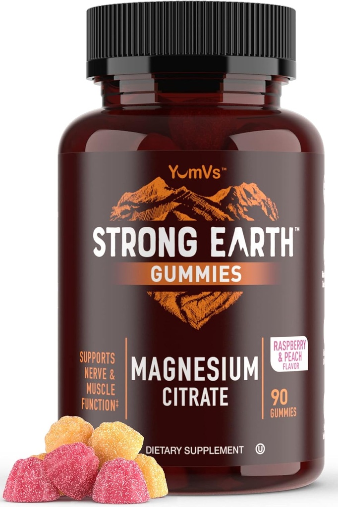 כדור הארץ חזק - Magnesium Citrate Gummies for Adults 250 מ"ג (90 הרוזן) - Calm Gummies - טבעוני Magnesium Gummies - תוספת לנשים, גברים, בני נוער