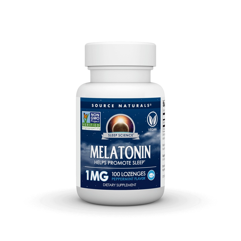 מקור Naturals Melatonin, 1 מ"ג - 100 Peppert Flavored Lozenges