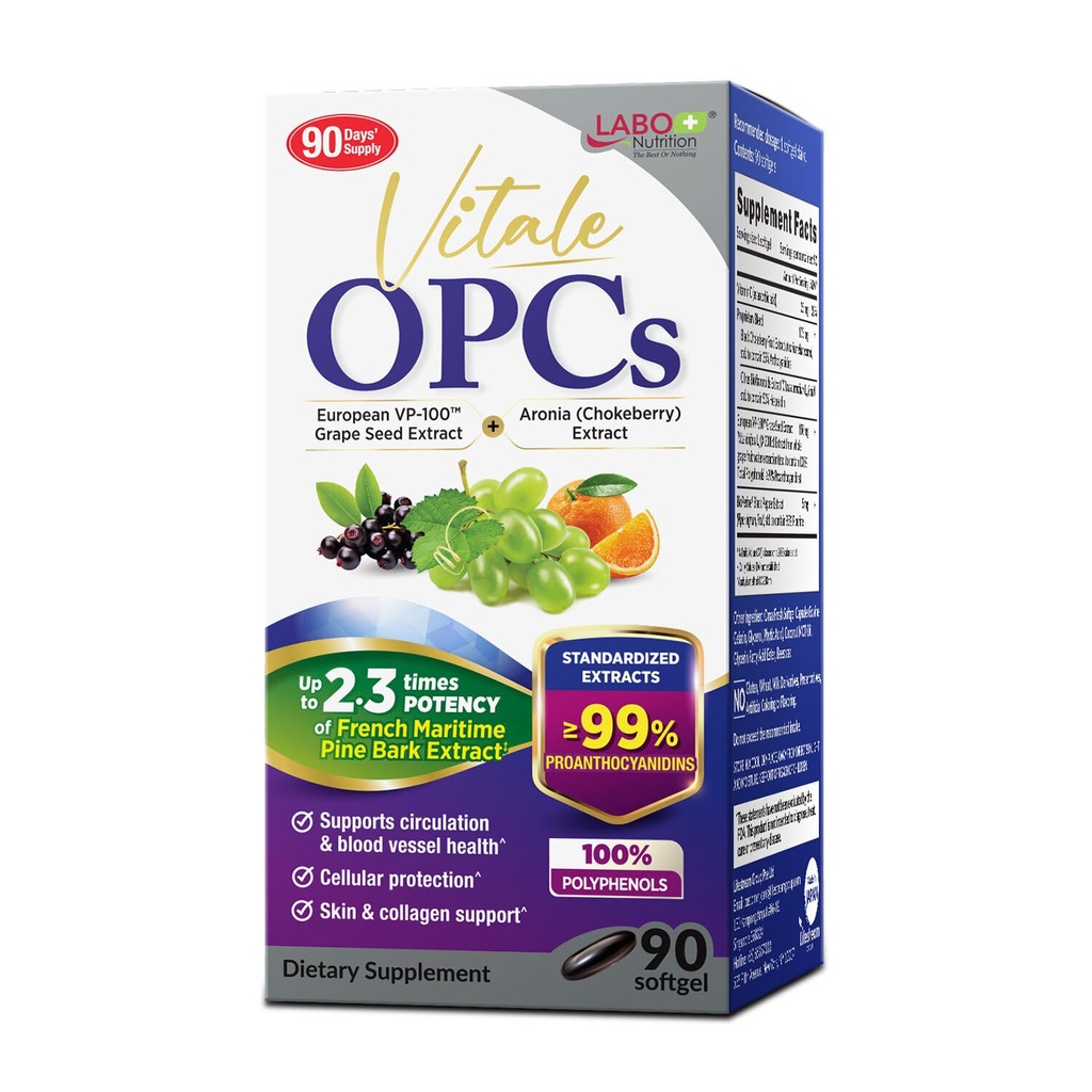 LABO Nutrition Vitale OPCs | Premium European Grape Seed Extractd Extract with Aronia, Citrus Bioflavonoids