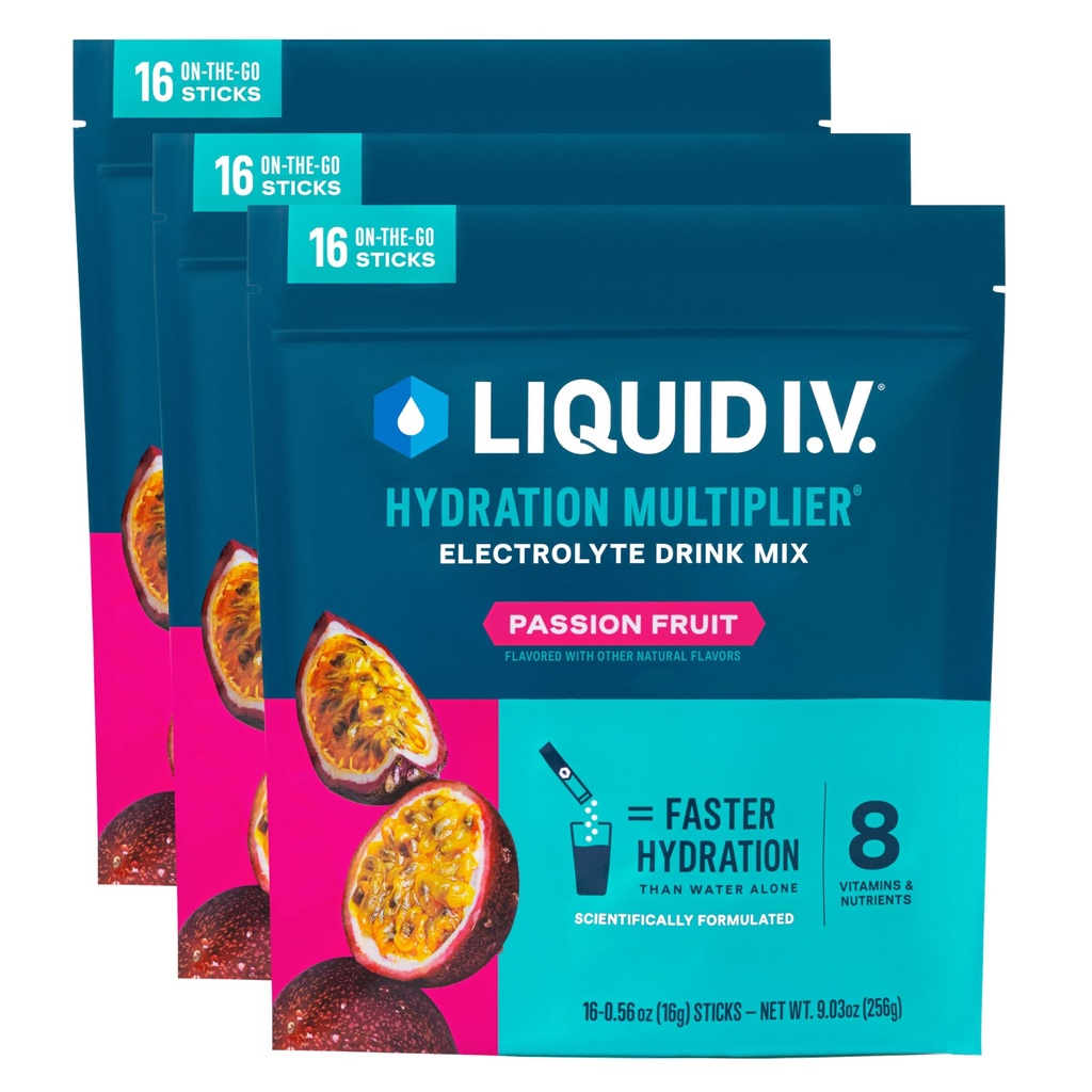 נוזל I.V. hydrotion Multiplier - תשוקה פירות | אבקת אלקטרוליט לערבב 3 Pack (48 משרתים)