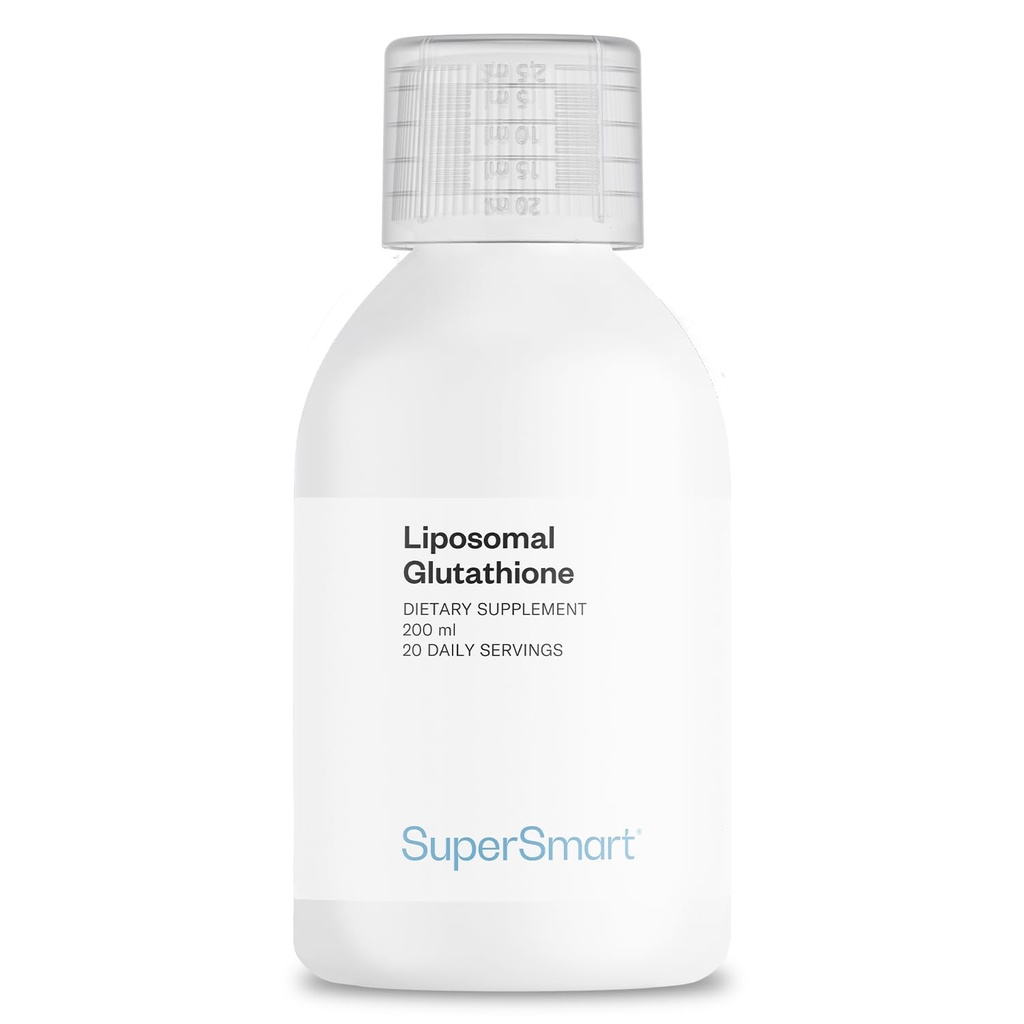 SuperSmart - Liposomal Glutathione נוזלי 900 מ"ג ליום (High Potency) - Highly Bioavailable Form of Glutathione - Enhanced Antioxidant עם ויטמין C | Non-GMO & Gluten Free - 200 מ"ל - 20 משרתות