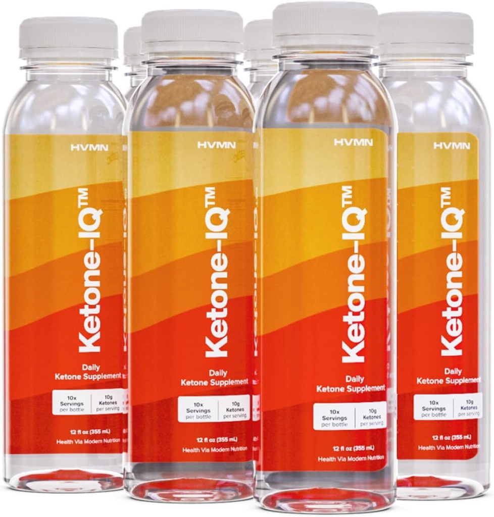 Ketone-IQ - Get Your Fuel from Ketones אין סוכר, אין מלח, אין קפאין. 60 משרתות של קטונים לשתייה לדרגה מהירה אלבט קטון. פורמולה חדשה ומשפרת! (6 ct)