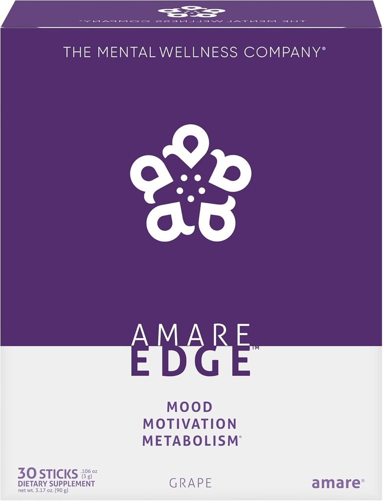 Amare EdgeTM Plant Based Nootropic אבקת שתייה עבור אנדורנס ומוטיבציה, Grape, 30 משרתות