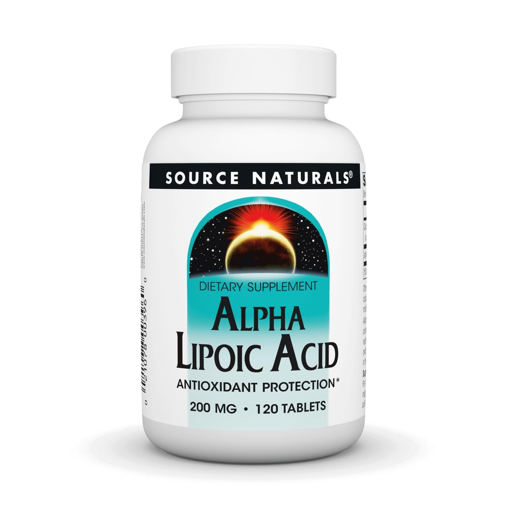 מקור Naturals Alpha Lipoic Acid 200 מ"ג תומך במטבוליזם סוכר בריא, Liver Function & Energy Generation - 120 טבליות
