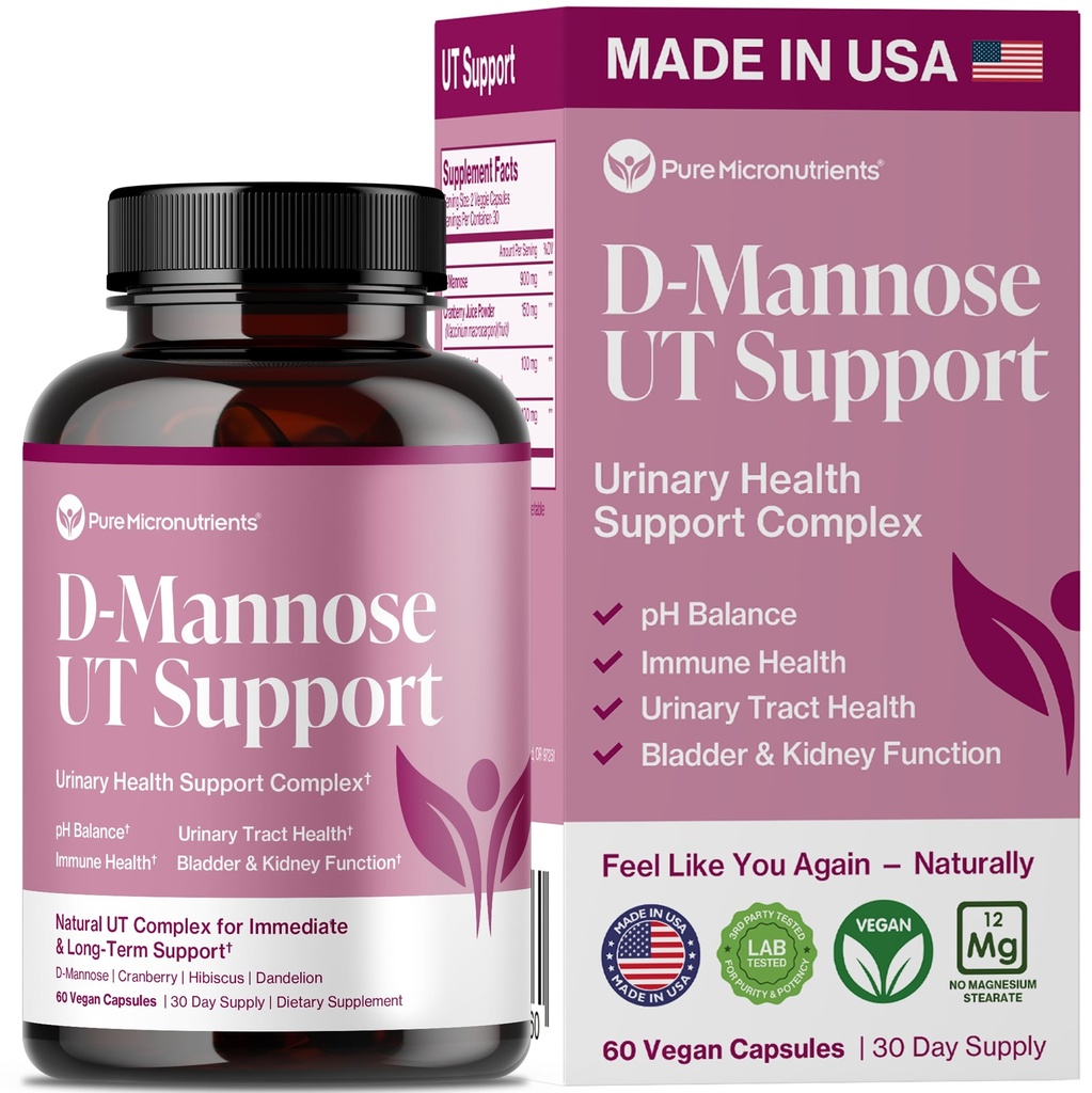 Pure D Mannose קפסולות 1000mg Per Serve - Fast Acting UTI תמיכה - Urinary Tract ניקויse & Bladder Health - Cranberry, D-Mannose, Dandelion, Hibiscus Flower - 60 Veggie Capseks