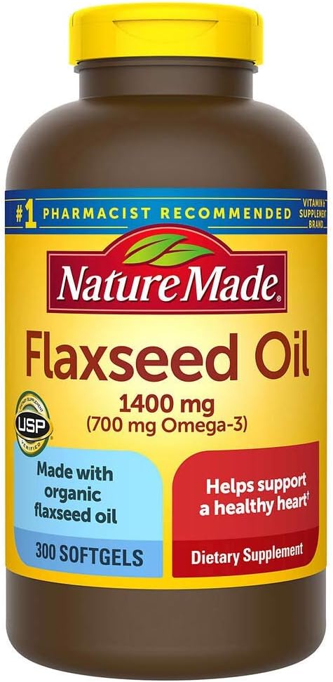 הטבע עשה שמן אורגני Flaxseed 1000 מ"ג אומגה 3 700 מ"ג 300 Softgels