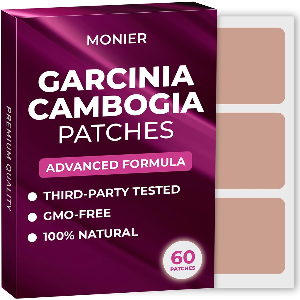 MONIER Garcinia Cambogia Patches (Pack של 60) - 100% פטך טבעי לנשים וגברים - עם B12 & Potassium - אנרגיה, פוקוס ותמיכה גוף - שיפור פורמולה
