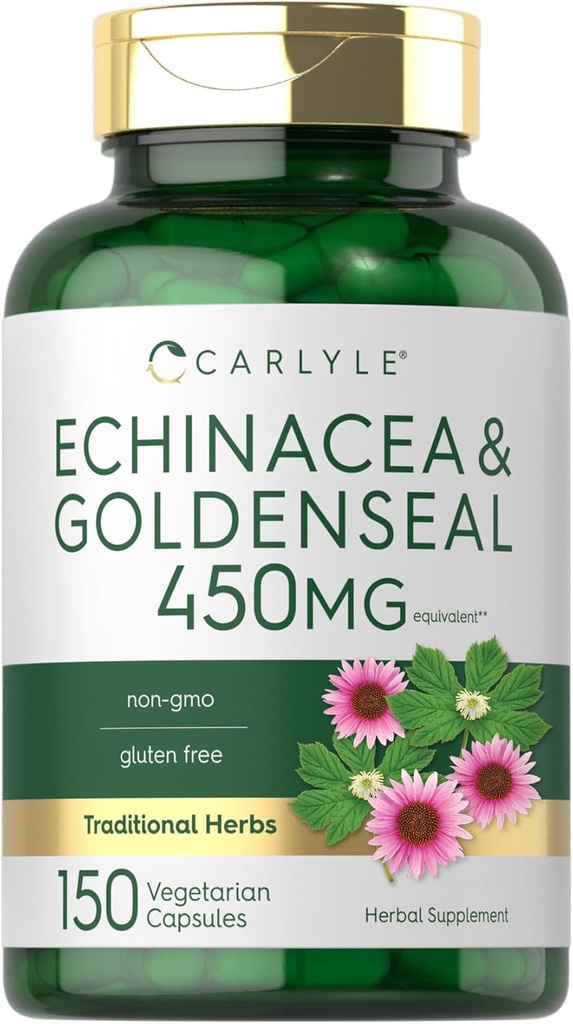 Karlyle Echinacea Goldenseal קפסולות | 150 Count | Vegetarian, non-GMO, Gluten Freeten