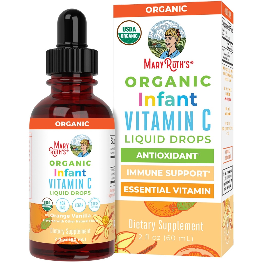 MaryRuth Organics Baby & Baby ויטמין C תוסף: USDA אורגני ויטמין C טיפות עבור תינוקות; ימים 6-12 חודשים | תמיכה תזונתית | בריאות כללית | Non-GMO | Gluten Free | 2 Fl Oz Oz