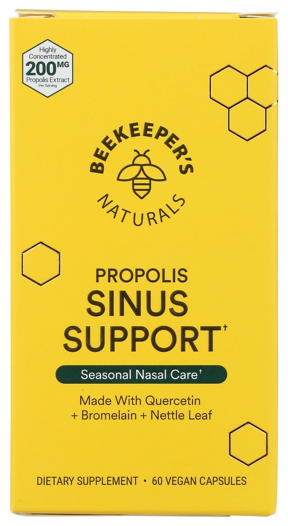 דבורים טבעיות פרפוליס Sinus תמיכה, 60 Ct