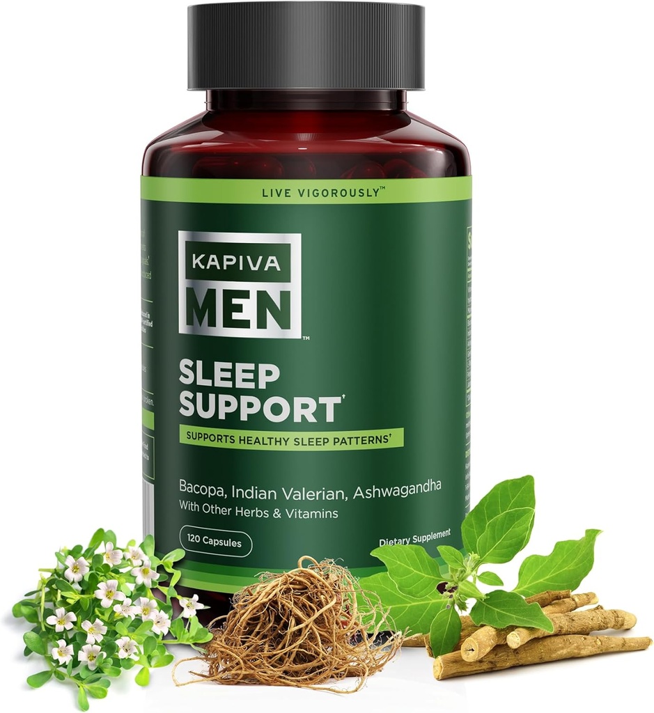 תמיכה בשינה עם Bacopa, ולריאן, Ashwagandha, ותוספים ווויטמינים אחרים, תומך דפוסי שינה בריאים, 60 יום אספקה, 120 קפסולות