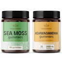 HERBAMAMA Sea Moss ו- Ashwgandha Kit - Bundle של 1600 מ"ג ים מוs עם Bladderwrack & Ashwagandha Rootmies - טבעוני, non-GMO, Gelatin-Free - 2 Pack