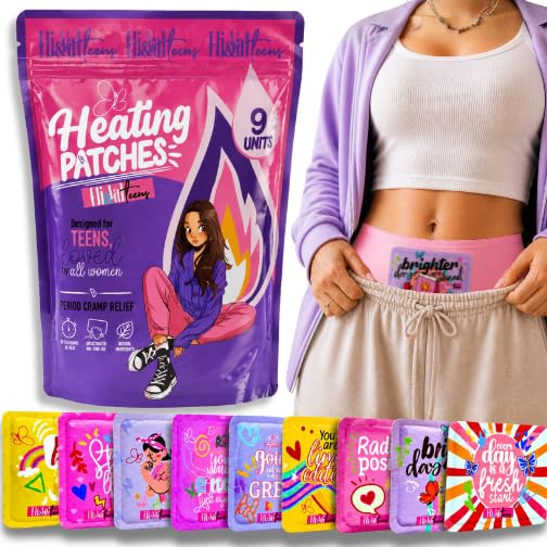 תקופת היסוס עבור Cramps - זמני Kit for Teens, Tweens, בנות ונשים Essentials - Period Stuff - Disposable Heating Patches for Menstrual Cramp Pain Relief, Portable Heat Therapy