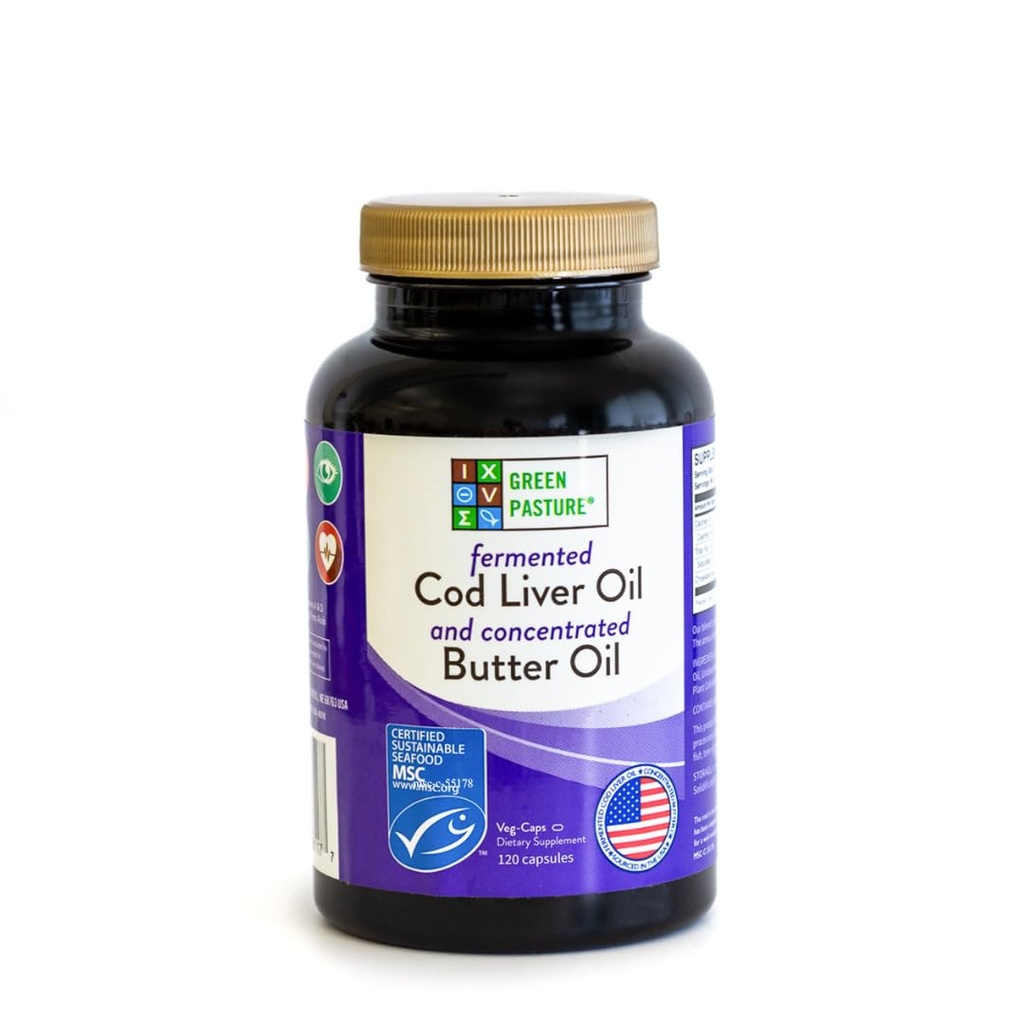 Red Pasture Fermented Cod Liver Oil Band and Concentrated Butter Oil Band - 120 קפסולות