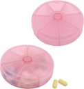 Portable Weekly Pill Productionser 7 Day Pills Container, Round Pill Case Travel Friendly, Daily Week Pillתזכורתer Case, BPA-חינם ויטמין, תוסף שמן דגים, מתכנן תרופות (Pink)