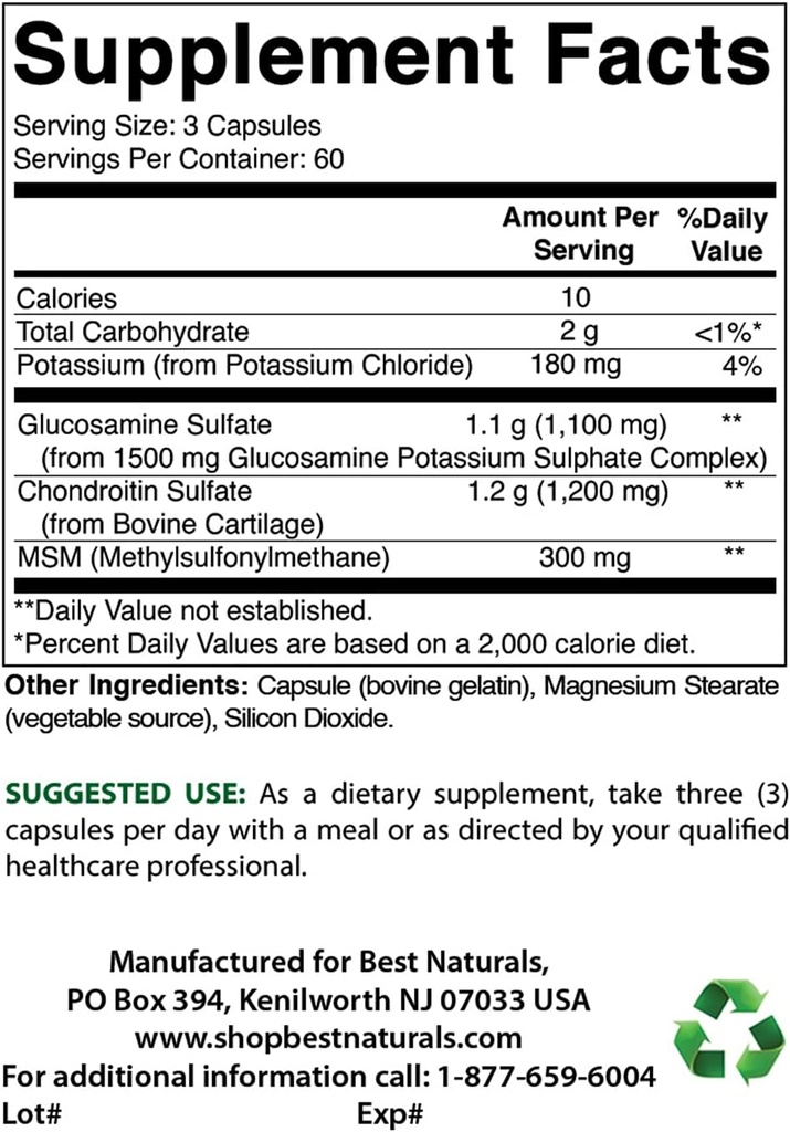 Best Naturals Glucosamine Chondroitin and MSM & Vitamin K2 (MK7) with D3