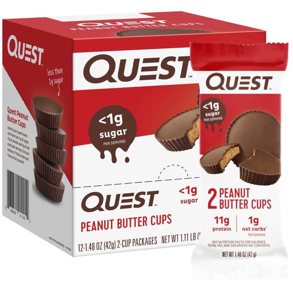 Quest Nutrition Peanut Butter Cups, 11g חלבון, 1g Sugar, Low Carb, Gluten Free, Keto Friendly, 12 Count