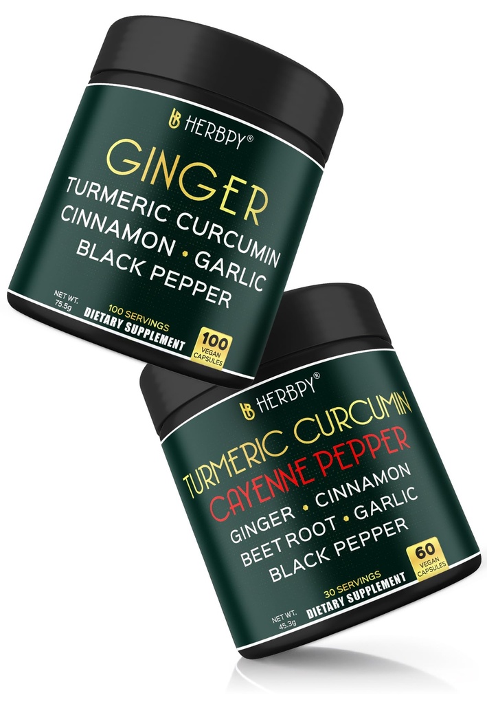 Bundle 7in1 Turmeric Curcumin תוסף ו 5in1 ג'ינג'ר תוסף