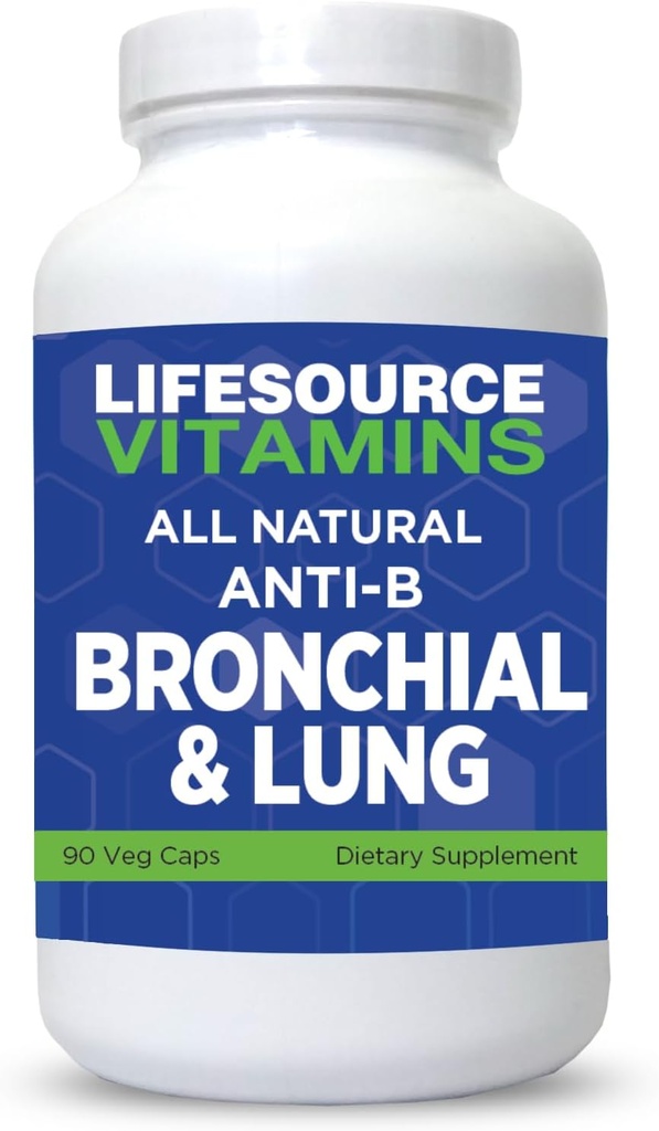 LifeSource ויטמינים All Natural Anti-B Bronchial & Lung Support - 14 All Natural Ingredients - 90 קפסולות - פורמולה דיגיטלית