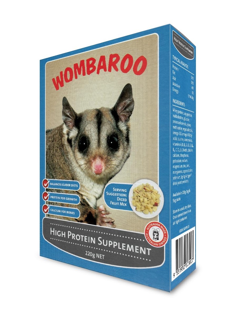 תוסף חלבון גבוה Wombaroo סוכר גלידרס ו Squirrels, Instant HPW - 7.7 אוונס (220 גרמים)