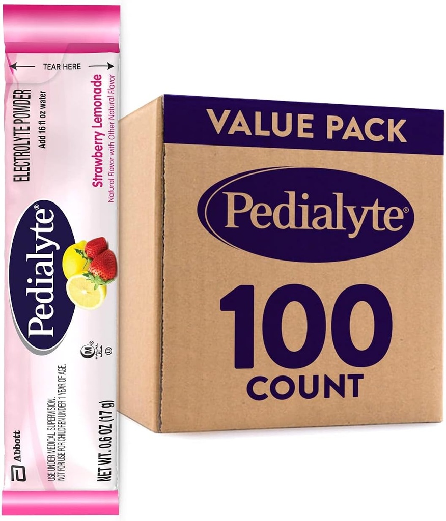 Pedialyte Electrolyte אבקת Packets, Strawberry לימונדה, משקה לחות, 100 יחיד-עבד אבקת Packets