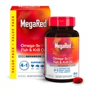 Megared אומגה 3 שמן דגים + High Absorption קריל 500 מ"ג Softgels, Mega Red Advanced 4in1 (80 ספירה בבקבוק) ריכוז אומגה 3 דגים וקריל שמן שמן שמן